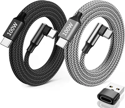 USB C to USB C Cable 2Pack 100W 3FT Right Angle