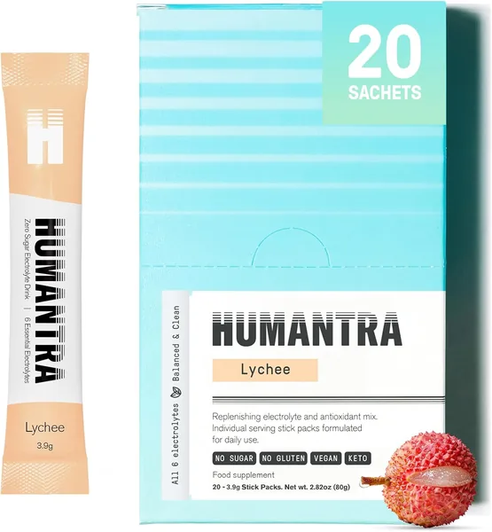 Humantra Electrolytes Powder - Lychee Flavor, 20ct