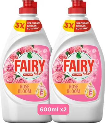 Fairy Rose Dishwashing Liquid - 2x600ml, 3X Grease Cutting Power | Save 24%