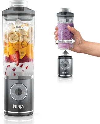 Ninja Blast Max, Portable & Personal Blender + Twist & Go, Smoothie, Blend, Ice Crush, 3 Programs, C