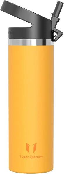 Super Sparrow Waterfles, Roestvrijstalen Drinkfles 500ml/750ml/1L/1.2L/1.5L met Herbruikbare Strook, Lekdicht