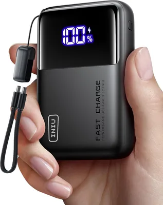 بنك طاقة لابتوب INIU 65W، أصغر 20000mAh شاحن محمول مع كابل USB C قابل للفصل، 3 منافذ شحن سريع بات