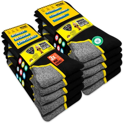 Calcetines Negros de Trabajo Ultra Reforzados con Caja de Regalo - 10 Pares
