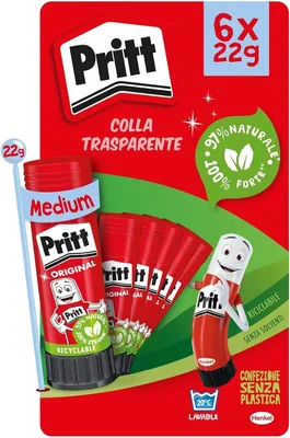 Pritt Colla Stick per Bambini, 6 x 22 g | Sicura, senza solventi, per lavoretti e artigianato, presa forte, per scuola e ufficio