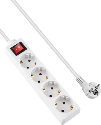 Strip de Enchufe GRIFEMA con 4 Tomadas y Interruptor, 3500 W, 16 A, 1.5 m, Blanco, Protección para Niños, Orientación de 45 Grados, Preve - Mejor Oferta