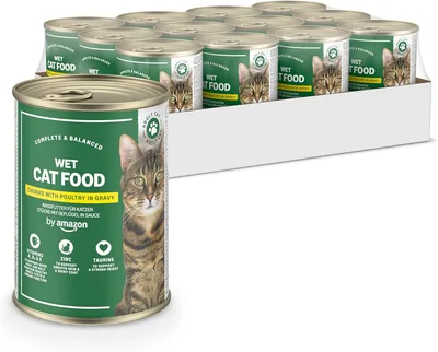 Amazon Nassfutter für Katzen Dosenstücke mit Geflügel in Soße 12 x 415g