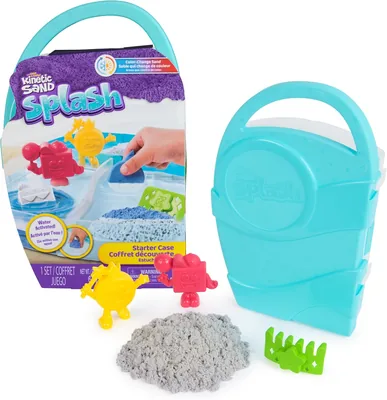 Kinetic Sand Estuche básico Splash con 113 g de arena cambiante de color, 3 herramientas y moldes, almacenamiento - 25% Off