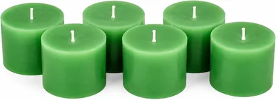 Velas Verdes Pack de 6 - 6x5 cm con Pabilo Ecológico, 40 horas de duración y aroma a uva. Ayudan a relajar la mente, reducir el estrés