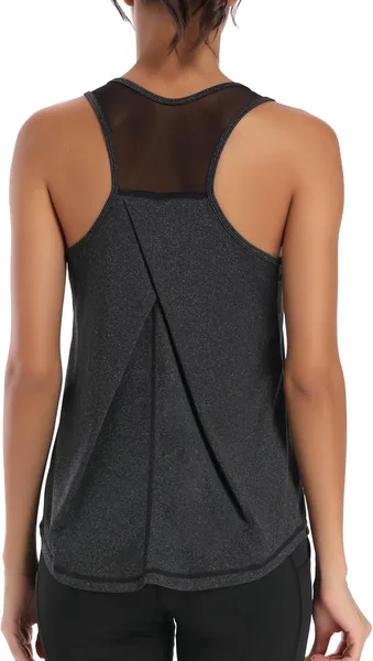 Dawnrole Tank Tops for Women Athletic Sleeveless Yoga Shirts Mesh Running Workout Tops Women Racerback Gym Clothes