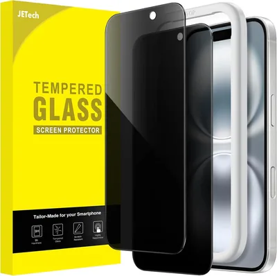 JETech Privatskerts Ekranväxling för iPhone 16 6.1 Inch, Anti-Spy Temperad Glasfilm med Enkelt Installationsverktyg, 2 Paket
