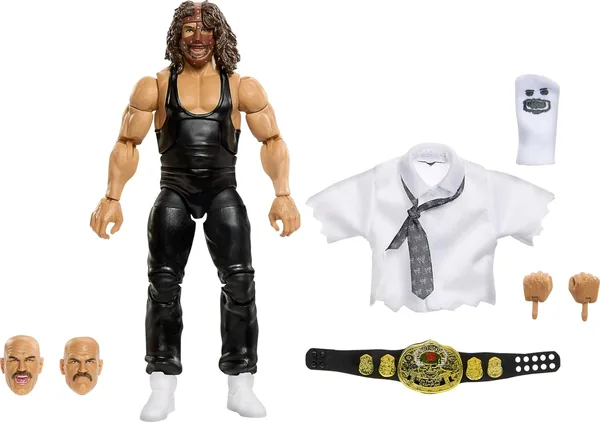 Mattel WWE Elite Collection Action Figure & Accessories, Premium Live Event Mankind Set, SummerSlam Series with Jesse The Body Ventura Build-A-Figure Parts