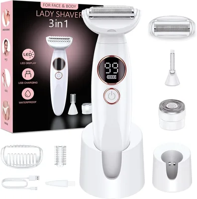 Frauenrasierer 3-in-1 Intimrasierer, Elektrischer Nass-Trocken-Rasierer IPX