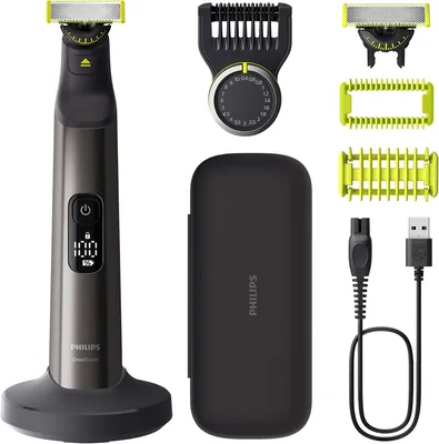 Philips OneBlade Pro 360 Elektrische Baardtrimmer, Schoner en Lichaamsgelijker voor Gezicht en Lichaam, 2x 360 Messen, 14 Lengte
