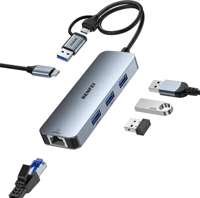 BENFEI USB-C to Ethernet Adapter - 3-Port Hub, Best Deal