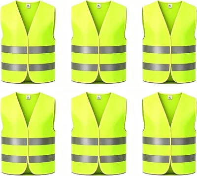 6 stuks Auto Veiligheidsvesten, Hoog Visibiliteit Vest, 360 Grad Reflecterend Vest, Wasbaar Reflecterend Vest voor Rijden