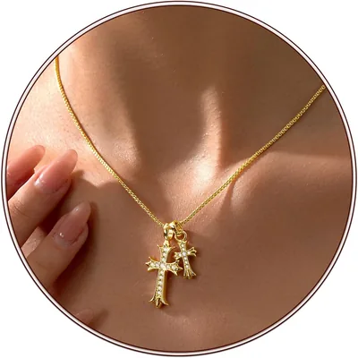 Partm Gold Cross Necklace 14K Plated