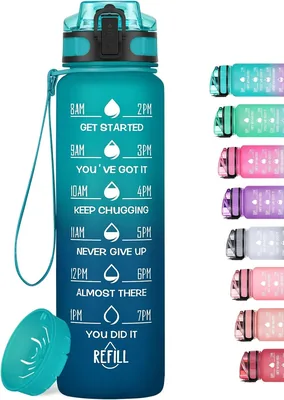 HydroPal Drinkfles 1 L met Strook en Tijdsaanduiding, BPA-vrij, Tritan Waterfles, Lekdicht, Sportfles voor Fitness - Best Deal