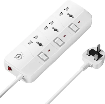 INFLUX 3-Outlet Extension Cord, 3m, Multi-Plug, Safe