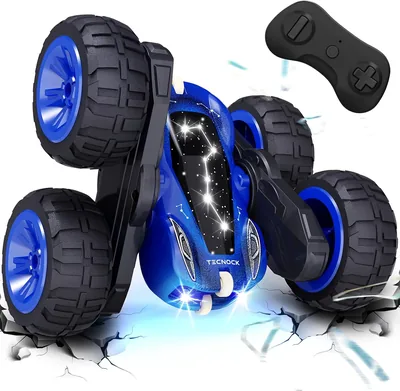 テクノック スタント トイ RCカー 子供向け、360度回転、両面走行、USB Type-C充電、4WD オフロード RCカー B