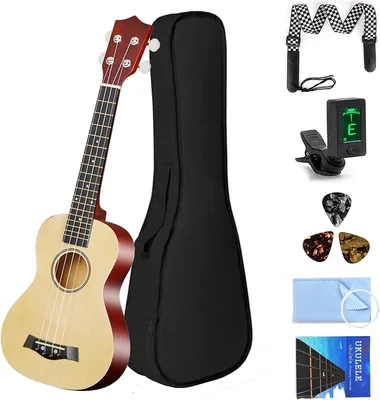 Ukelele de 21 pulgadas para principiantes, Kit de instrumento de 4 cuerdas con bolsa