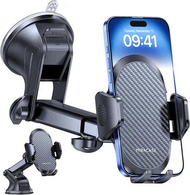 Miracase Supporto Per Telefono Cellulare Auto [Cupola di Suzione Potente 2025] 360° Rotazione per Cruscotto e Vetro Anteriore