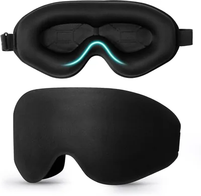 Blendura Sömnmask, 100% lyftsnyg, 3D, Super mjuk, Komfortabel, Justerbar öglek, Black, 3D Best Deal