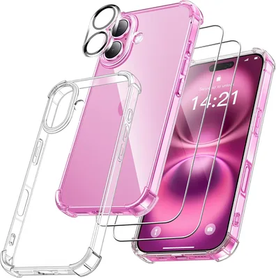 FLLAO 4 en 1 Étui pour iPhone 16 avec 2 Verres Trempés et 1 Protecteur de Caméra, [Mousse d'Air Intégrée] Antichoc Anti-rayures - 11% de Réduction