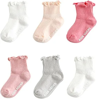 12 Pack Non Slip Kids Socks with Grips - 1-7 Years Old
