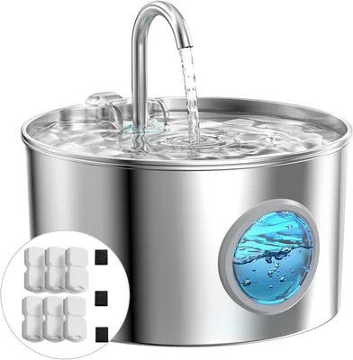 Fontana para gatos de acero inoxidable: Bebedero automático para gatos - 2.2L Fontana para gatos - Super silenciosa Fuente de agua para mascotas