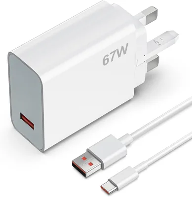 شاحن جيبفو فائق السرعة 67W مع كابل USB-A إلى USB-C - متوافق مع سلسلة Xiaomi 14T/13T Redmi Note 13/12