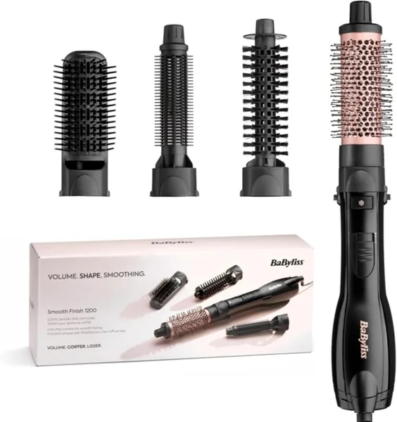 BaByliss Smooth Finish 1200 - Brosse 4-en-1 avec Technologie Ion et Céramique, 55% de Réduction