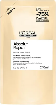 L'Oréal Professionnel | Shampoo Absolut Repair Refil com Proteína e Quinoa Dourada para Cabelos Danificados e Secos