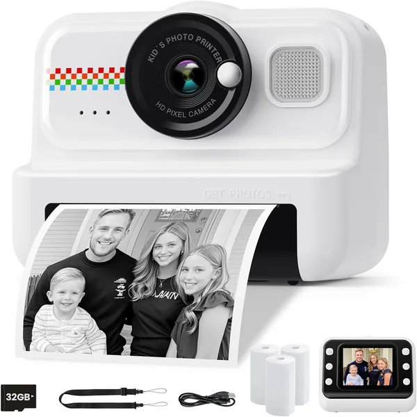 HiMont Kids Instant Camera HD / 1080P with 32GB Card and 3 Rolls of Printing Paper