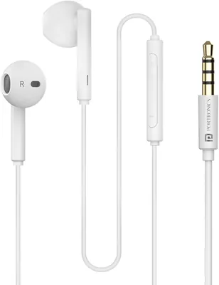 Portronics Conch Theta A 3.5mm Wired Earphones In White Pack of 2
