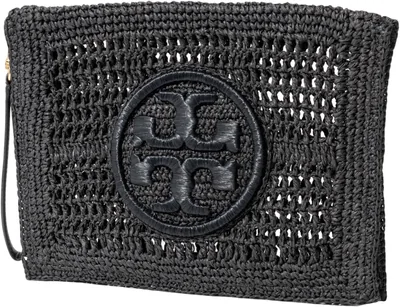 Tory Burch 155038 Ella Crochet Pouch, Women's, black, One Size