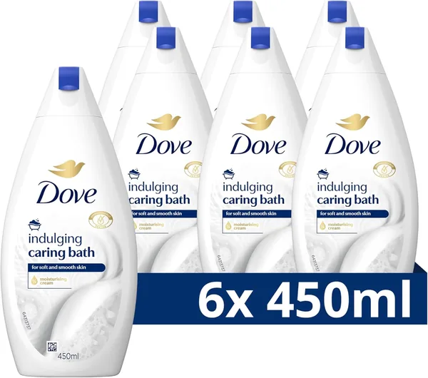 Dove Care Bath Indulging Cream Badcrème, voor zacht, schoon en soepel huid - 6 x 450 ml - Waardepakket (66% Korting)