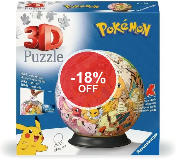 Ravensburger - Puzzle 3D Pokémon - Réduit de 18% - 72 pièces - Support inclus