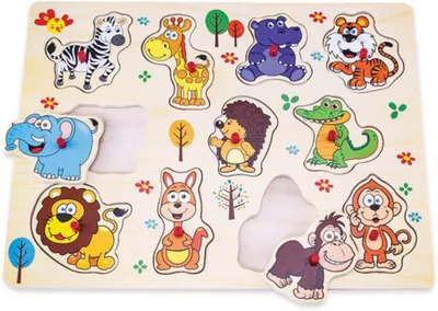 Snookums Wooden Peg Wild Animals Puzzle