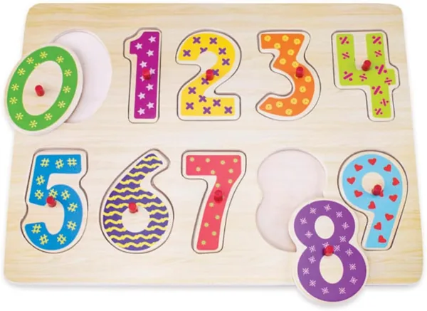 Snookums Wooden Peg Number Puzzle - 2+ Pieces | Kids Educational Toy