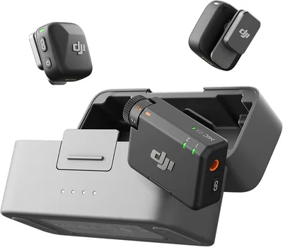DJI Mic Mini (2 TX + 1 RX + Étui de charge), Ultra-léger, Audio de haute qualité 48h, Réduction du bruit, Limite automatique