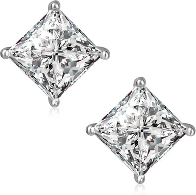 Desnuage 6mm Square CZ Stud Earrings - Sterling Silver