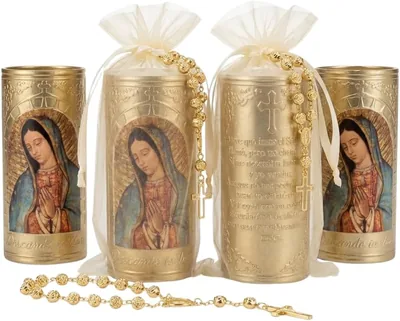 12 Velas para Recuerdos Luctuosos - Novenario con Virgen de Guadalupe - Mejor Precio