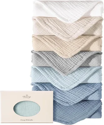 Konssy 7-Pack Muslin Burp Cloths, 100% Cotton
