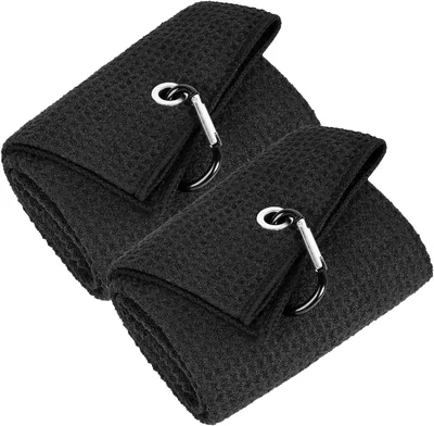 XDGBGFN 2 Pack Mikrofibret Golfhanddukar, 12x20 inch med Karabiner för Golfväskor för Golf, Gym (Black) - Best Price