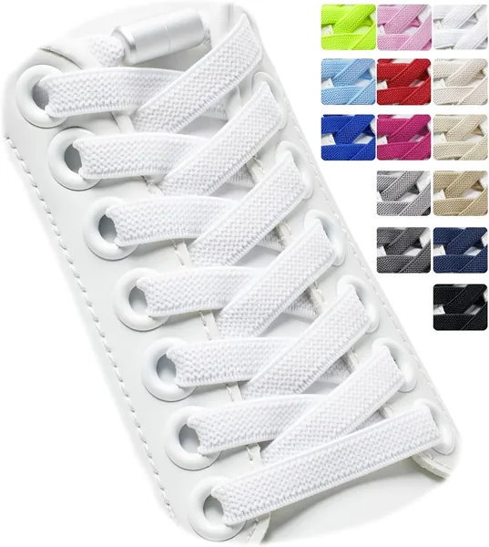 Puzeam 2 Pairs Elastic Laces - Elastic No Tie Shoe Laces for Kids, Adults Sneakers Shoes