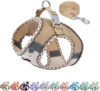 AIITLE Small Dog Harness - Breathable Double-Layer Jacquard No-Choke Vest, Durable Anti-Tear Fabric 
