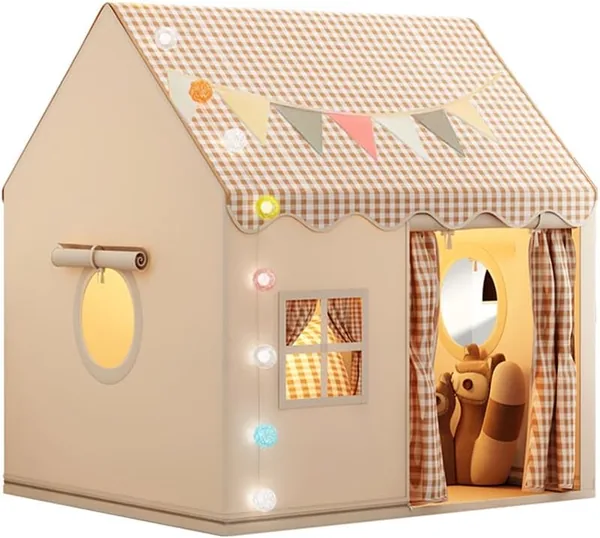 Large Kids Tent House Indoor Outdoor,Toddler Play Tent With Birthday Party Decoration,Play house for Baby Princess Castle Tent, Kids Indoor Room Toys for Girls Boys (grey)