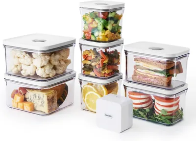 VAKUEN プレミアム 真空保存容器 & 自動食品密封機 8ピース セット 便利な操作