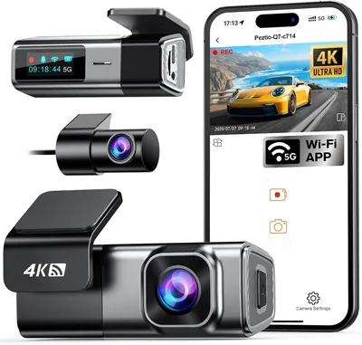 Dash Cam Car Front Rear 4K + 1080P WiFi