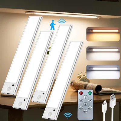 Luz LED con Sensor de Movimiento Recargable, 3 Colores y Brillo Ajustable